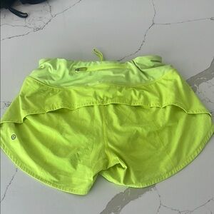 Lululemon Athletica Green Athletic Shorts with Ruffled Waistband